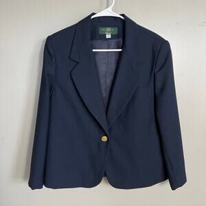 Vintage Women's Orvis Schoolboy Style One Button Blue Blazer Jacket Navy Size 12